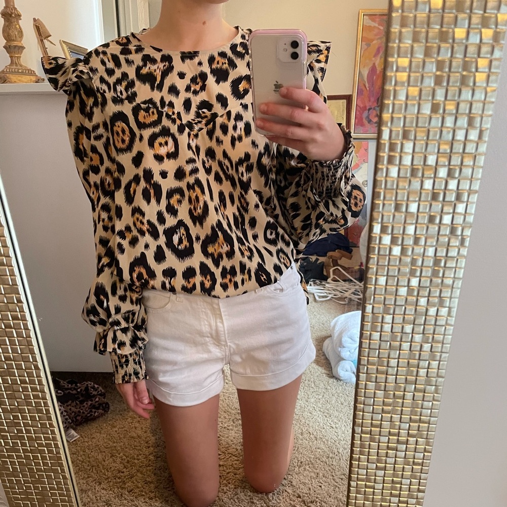 Red dress leopard print blouse